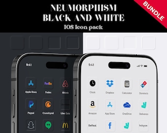 BUNDLE NEUMORPHISME - Pack d'icônes iOS | Esthétique de l'application iPhone iOS 17 | Minimaliste | 4800 icônes en 5 couleurs | Widgets et fonds d'écran bonus