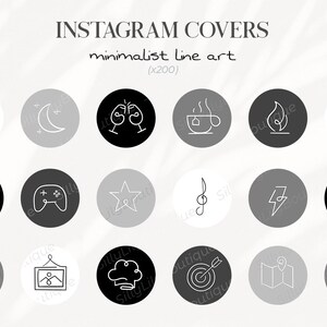 Pure black & white Instagram Highlight Covers, boho line art IG Story Icons, aesthetic grey Color Highlights, Lifestyle Highlight Icon Cover
