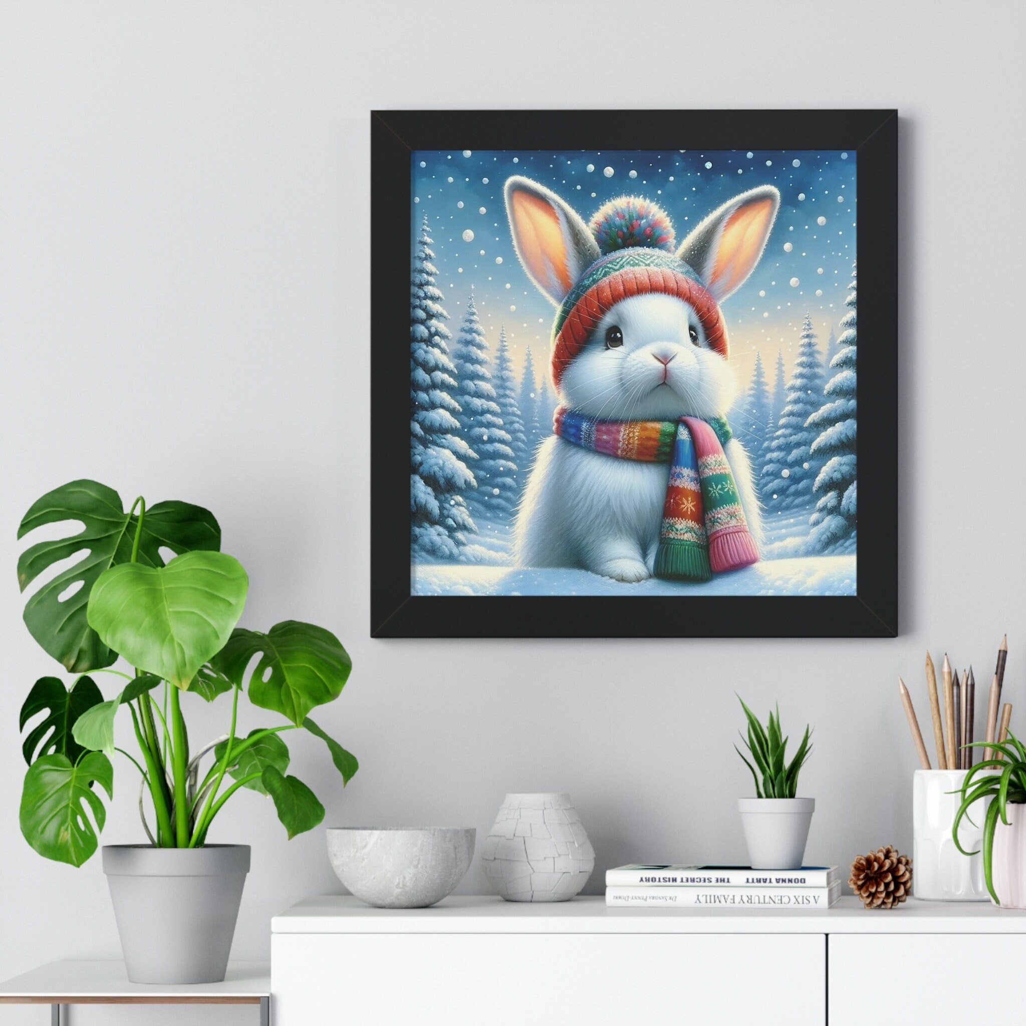 Bunny Rabbit Artwork Bundled up Bun Digital Download for Printing on ...