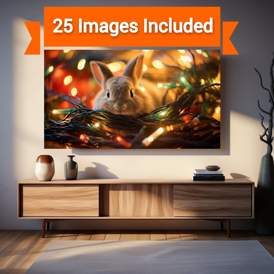 Christmas 2023 Bunny Rabbit Smart TV Screensaver 25 Image Pack for Use