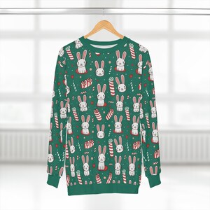 Bunnies and Candies Christmas Holiday Sweatshirt, Unisex Fit