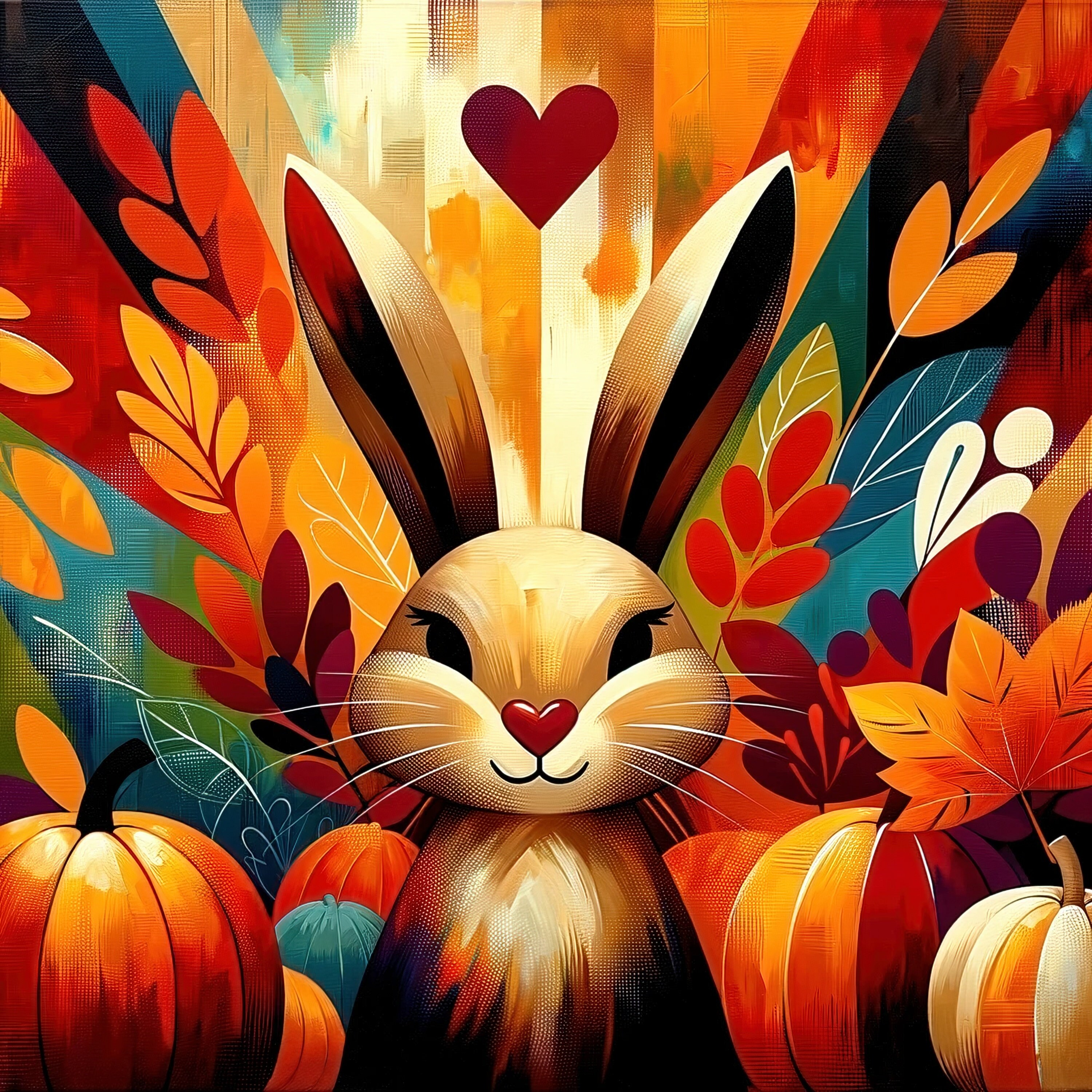 Bunny Rabbit Artwork Thankful Digital Download for Printing on Your Own ...