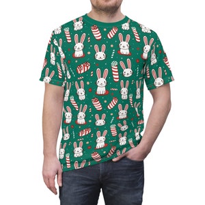 Bunnies and Candies Christmas Holiday T-Shirt, Unisex Fit