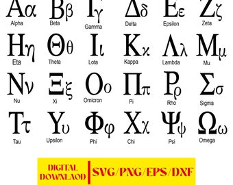 Greek Letters SVG Font: Fraternity Sorority Alphabet (Digital Download)