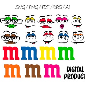 Candy Faces Bundle Svg | Lower Case M Candy Faces Svg
