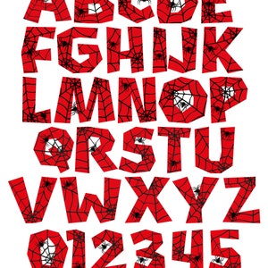Letras Spiderman Svg / Spiderman chiffres Svg / Policía Spiderman