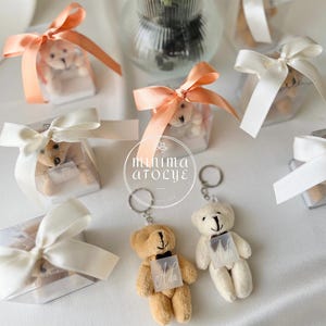 Portachiavi con orsetto di peluche per baby shower, bomboniere per baby shower, baby shower con orsetto di peluche, regalo per battesimo con orsetto di peluche, bomboniere per baby shower