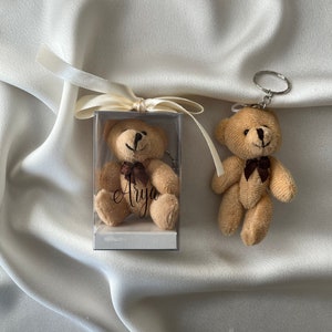Portachiavi orsetto di peluche personalizzato per baby shower, festa per baby shower, bomboniere orsetto di peluche per baby shower, bomboniere portachiavi orsetto di peluche personalizzate