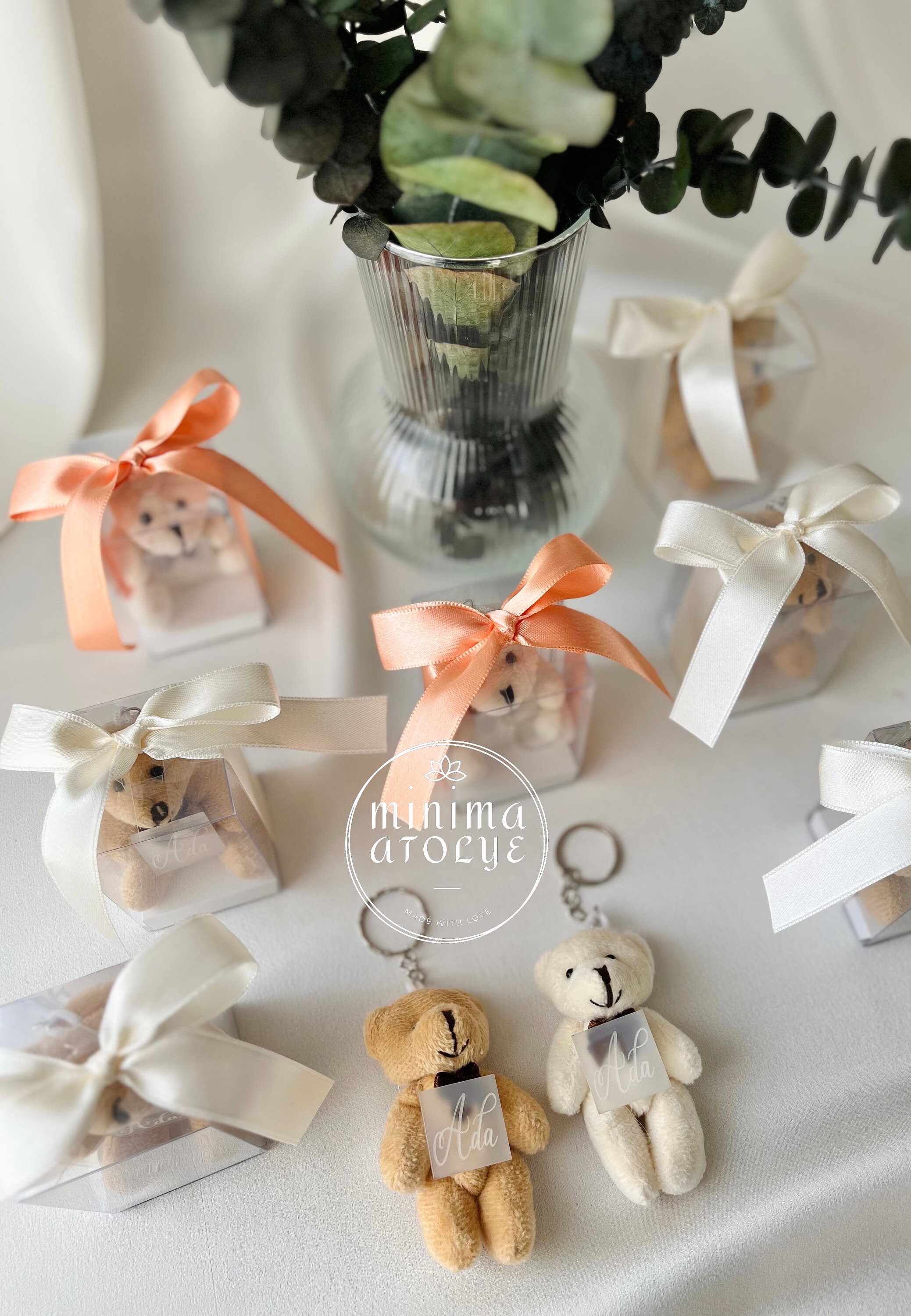 Custom Plush Teddy Bear Keychain Baby Shower Party Teddy Etsy