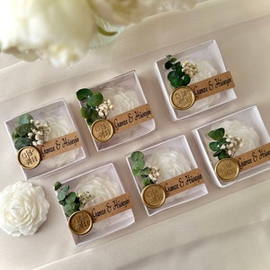 Bomboniere con candele di peonia per gli ospiti, bomboniere personalizzate con candele di peonia per matrimonio, bomboniere di fidanzamento, regalo di candele per matrimonio, bomboniere personalizzate con candele