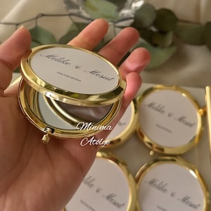 Compacte spiegel trouwbedankjes, gepersonaliseerde compacte spiegel met naam, zakspiegel cadeau bruidsmeisje, zakspiegel bruidsmeisje, zakspiegel bruidsmeisje