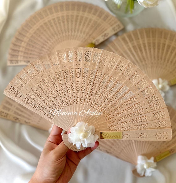 Wooden hand fans bulk discount