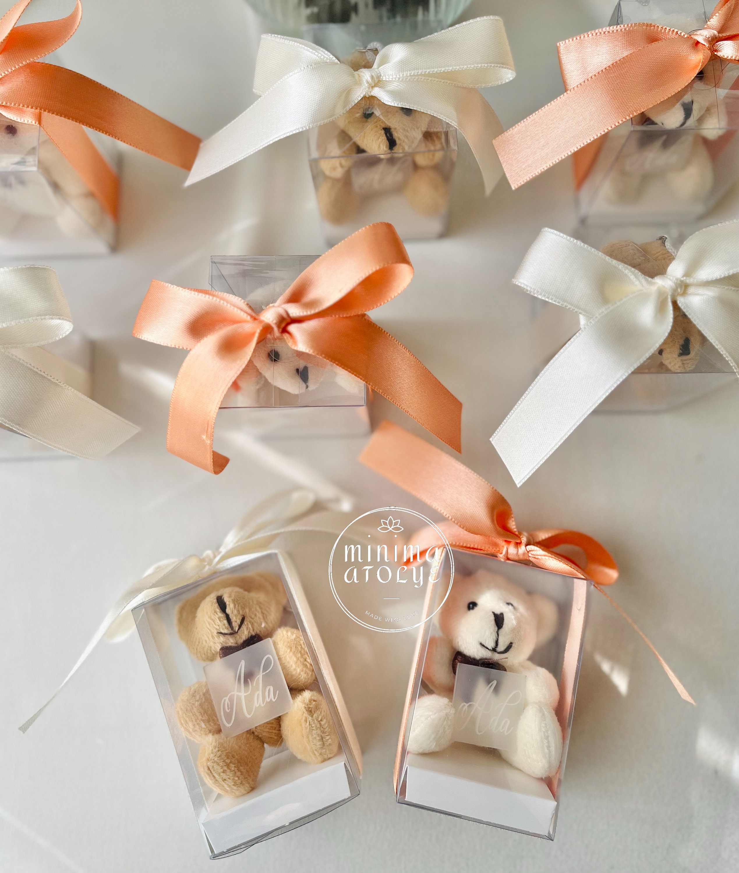 Custom Plush Teddy Bear Keychain Baby Shower Party Teddy Etsy