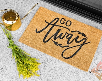 Go Away Coir Doormat Fun Gift Fun Present Handmade In The UK