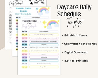 Daily Daycare Schedule, Daycare Forms, Class Schedule Printable, Childcare Forms, Editable Template, Daily Routine, Classroom Schedule