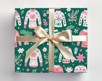 Preppy Christmas Sweaters Wrapping Paper | Cute Ugly Sweaters | Christmas Gift Wrap | Xmas Presents