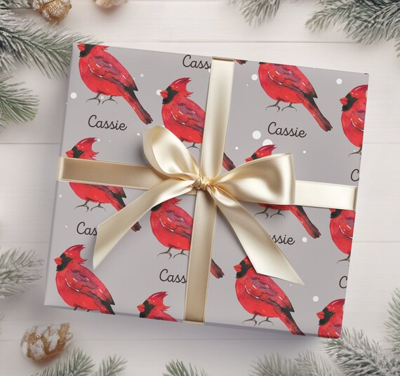 Red Cardinal Wrapping Paper Winter Cardinal Personalized Wrapping Paper  Christmas Christmas Gift Wrap Xmas Personalized Gifts 