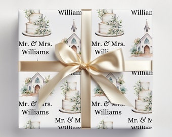 Wedding Personalized Wrapping Paper | Wedding Gift | Personalized Gifts | Wedding Day | Wedding Name Gift Wrap | Wedding Present