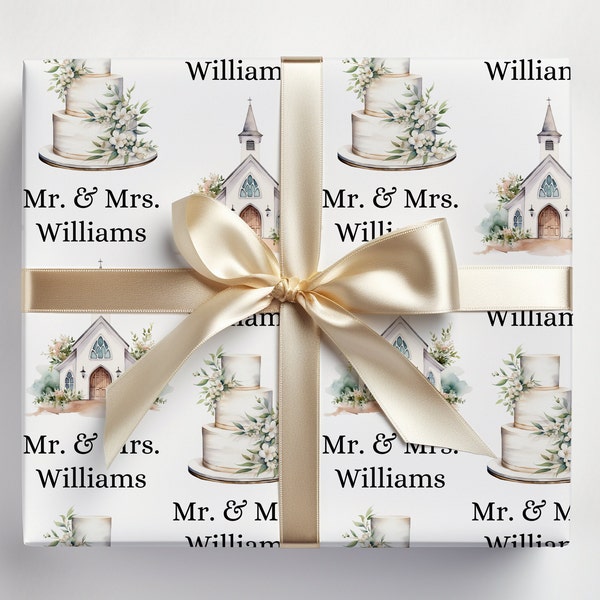 Wedding Personalized Wrapping Paper | Wedding Gift | Personalized Gifts | Wedding Day | Wedding Name Gift Wrap | Wedding Present