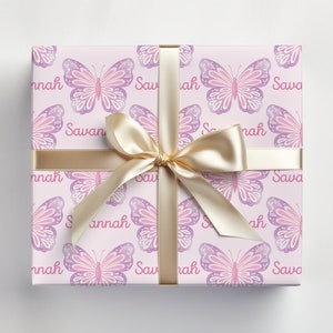 Butterfly Pink and Purple Wrapping Paper | Birthday | Baby Shower | Special Occasion | Personalized Gift Wrap