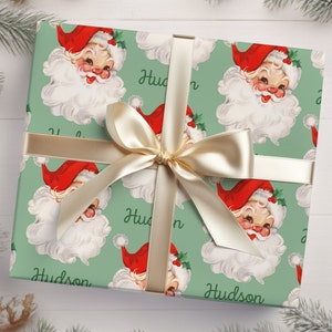 Santa Personalized Christmas Wrapping Paper | Personalized Gifts | Custom Wrapping Paper | Vintage Looking Santa Wrapping Paper | Name Gift