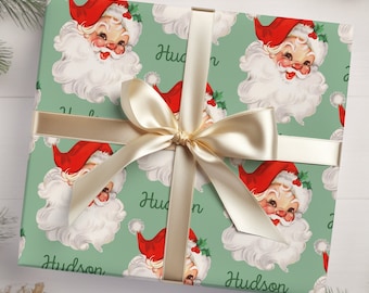 Santa Personalized Christmas Wrapping Paper | Personalized Gifts | Custom Wrapping Paper | Vintage Looking Santa Wrapping Paper | Name Gift