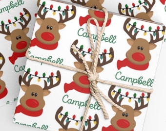 Christmas Lights Reindeer Wrapping Paper