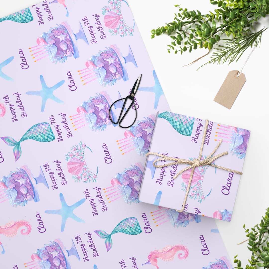 Mermaid Personalized Birthday Wrapping Paper Mermaid Tail - Etsy