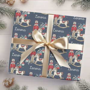 Nutcracker Personalized Wrapping Paper | Christmas Gift Wrap | Name Wrapping Paper | Rocking Horse | Personalized Gifts | Christmas Gifts