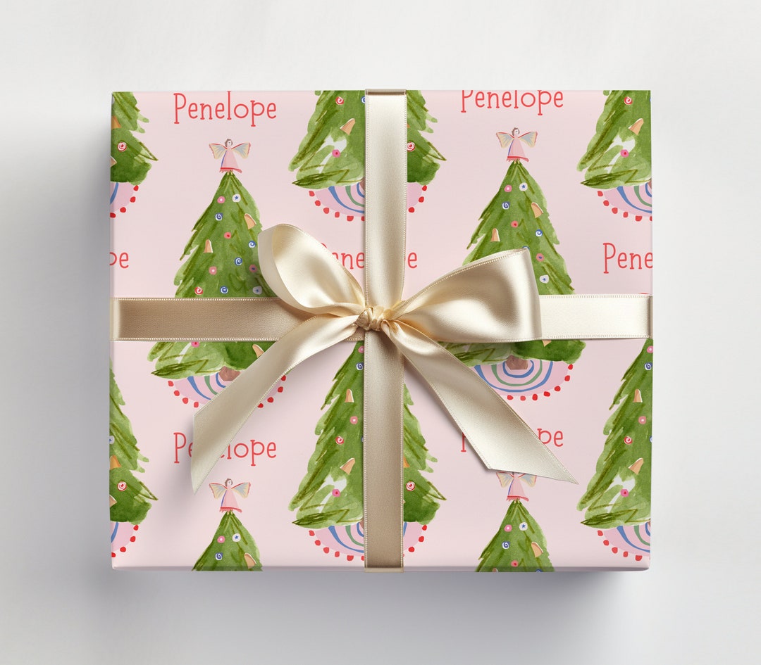 Personalized Christmas Tree Angel Wrapping Paper Christmas Xmas Gift ...