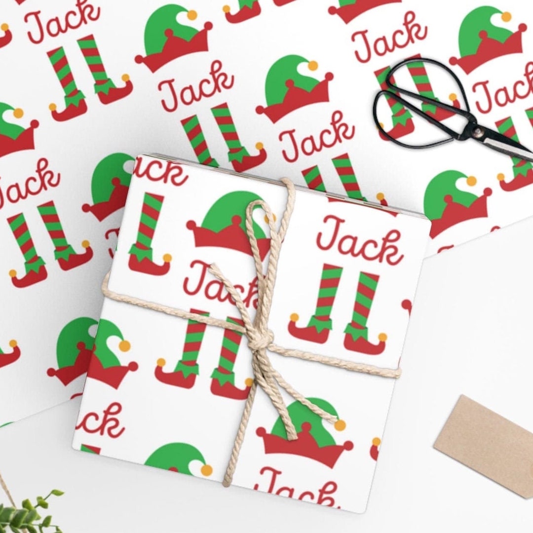 Monogram Elf Wrapping Paper Christmas Wrapping Paper Personalized Gifts