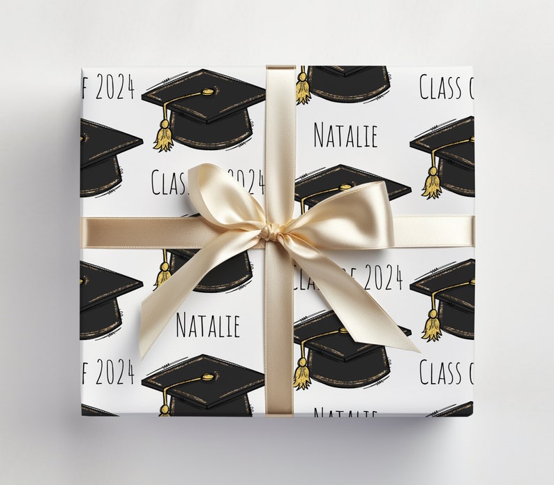 Graduation Personalized Wrapping Paper Class of 2024 Graduation Personalized Gifts Custom Name Gift Wrap Gifts for Graduate image 1
