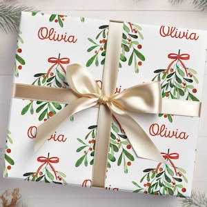 Mistletoe Personalized Christmas Wrapping Paper | Personalized Wrapping Paper | Custom Wrapping Paper | Mistletoe Wrapping Paper | Mistletoe