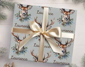 Christmas Deer Wrapping Paper | Personalized Wrapping Paper | Personalized Gifts | Hunting | Gift Wrap for Hunters | Gifts for Him
