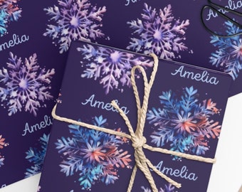 Watercolor Snowflake Personalized Wrapping Paper | Christmas Gift Wrap | Personalized Gifts | Holiday Gift Wrap | Wrapping Paper with Name