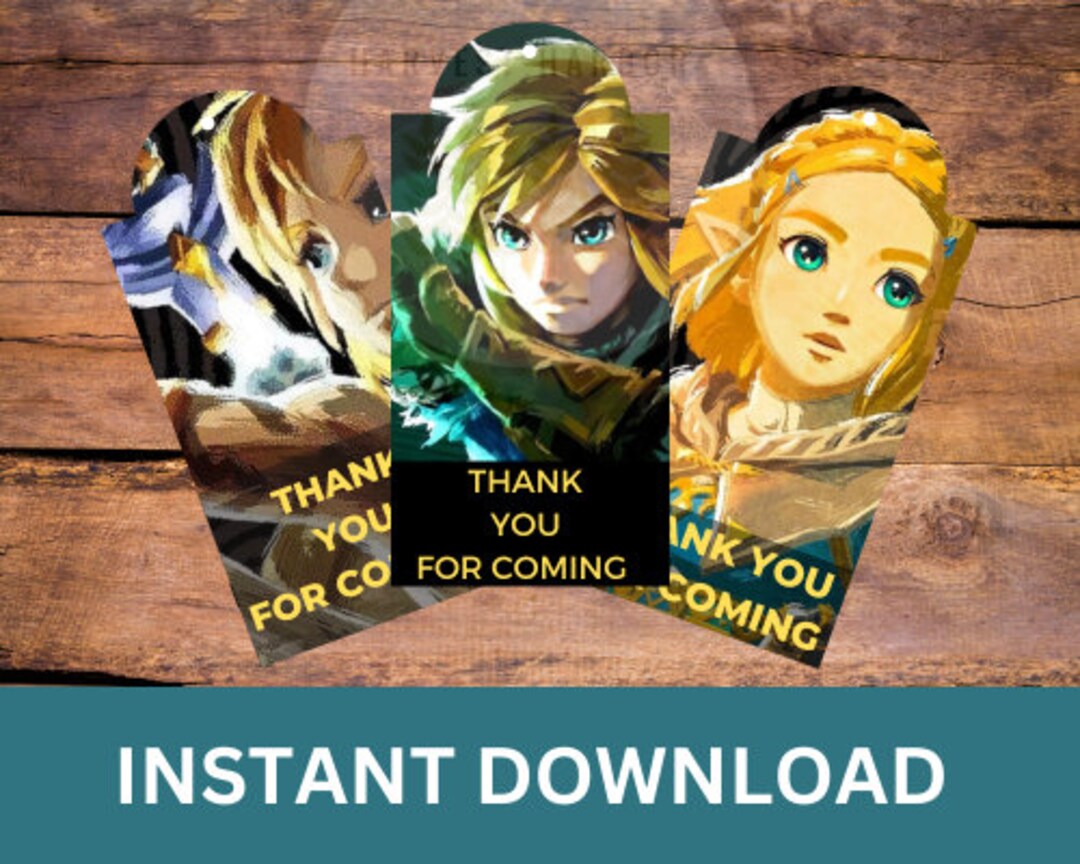Zelda Tears of the Kingdom Party Printable Thank You Tags Pack Zelda