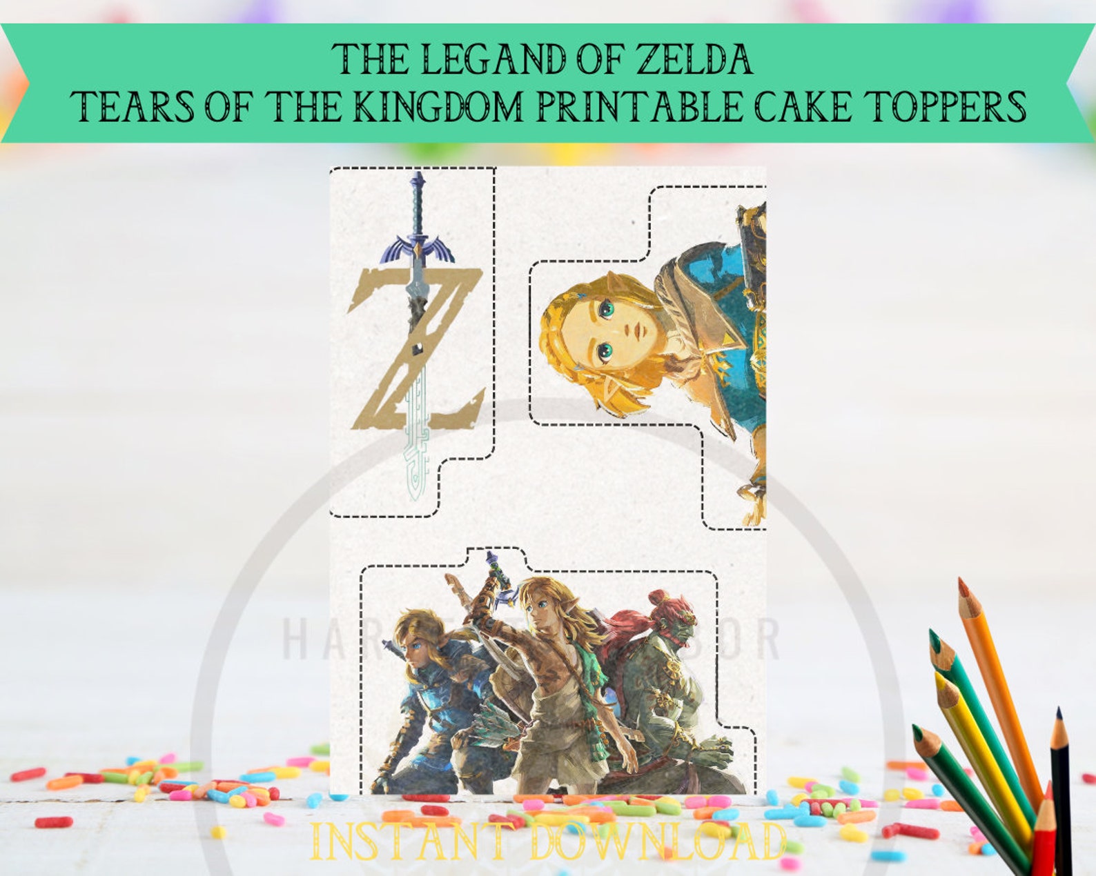 Legend of Zelda Printable Cake Toppers Tears of the Kingdom Design DIY ...