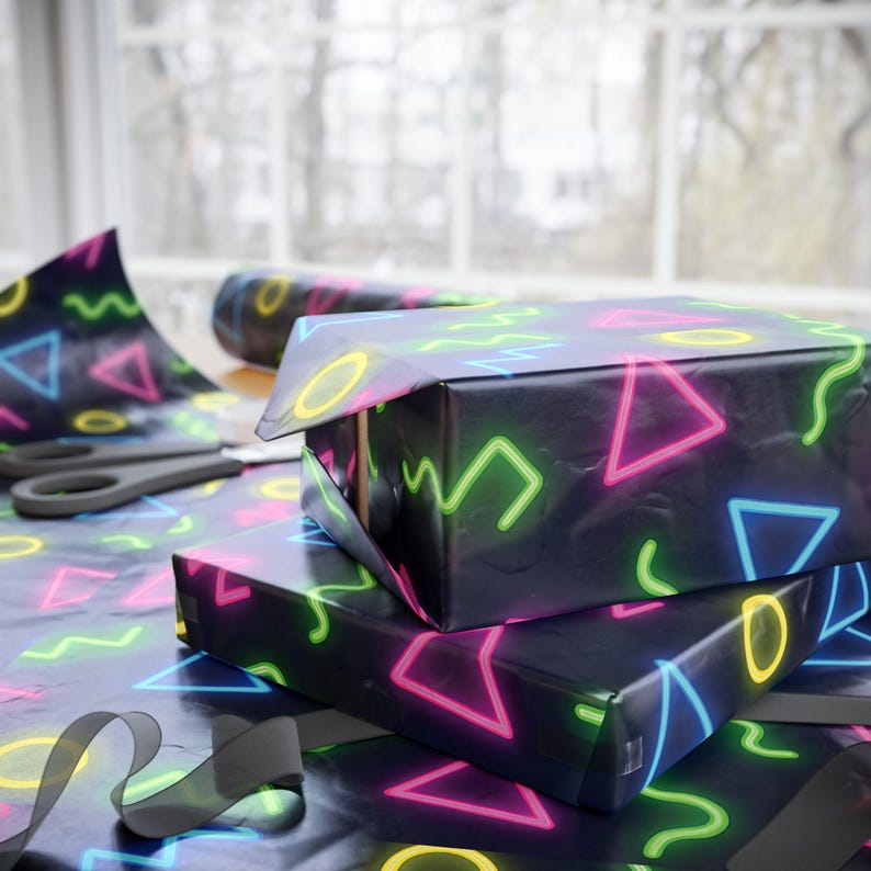 Vibrant Neon Wrapping Paper for Gifts, Festive Paper Roll, Holiday Decor, Unique Gift Wrap, Party Supplies, Birthday Gift Wrap image 5