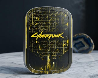 Cyberpunk Magnetic Powerbank, gaming powerbank, inspired by the cyberpunk genre, black and yellow