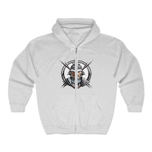Cyberpunk Ninja Full-Zip Hoodie: Futuristic Gamer Sweatshirt