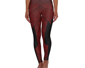 Rood met zwarte strepen hoog getailleerde yogalegging - comfortabele legging, fitnessmode, trainingslegging, gymkleding, uitrusting cadeau voor haar