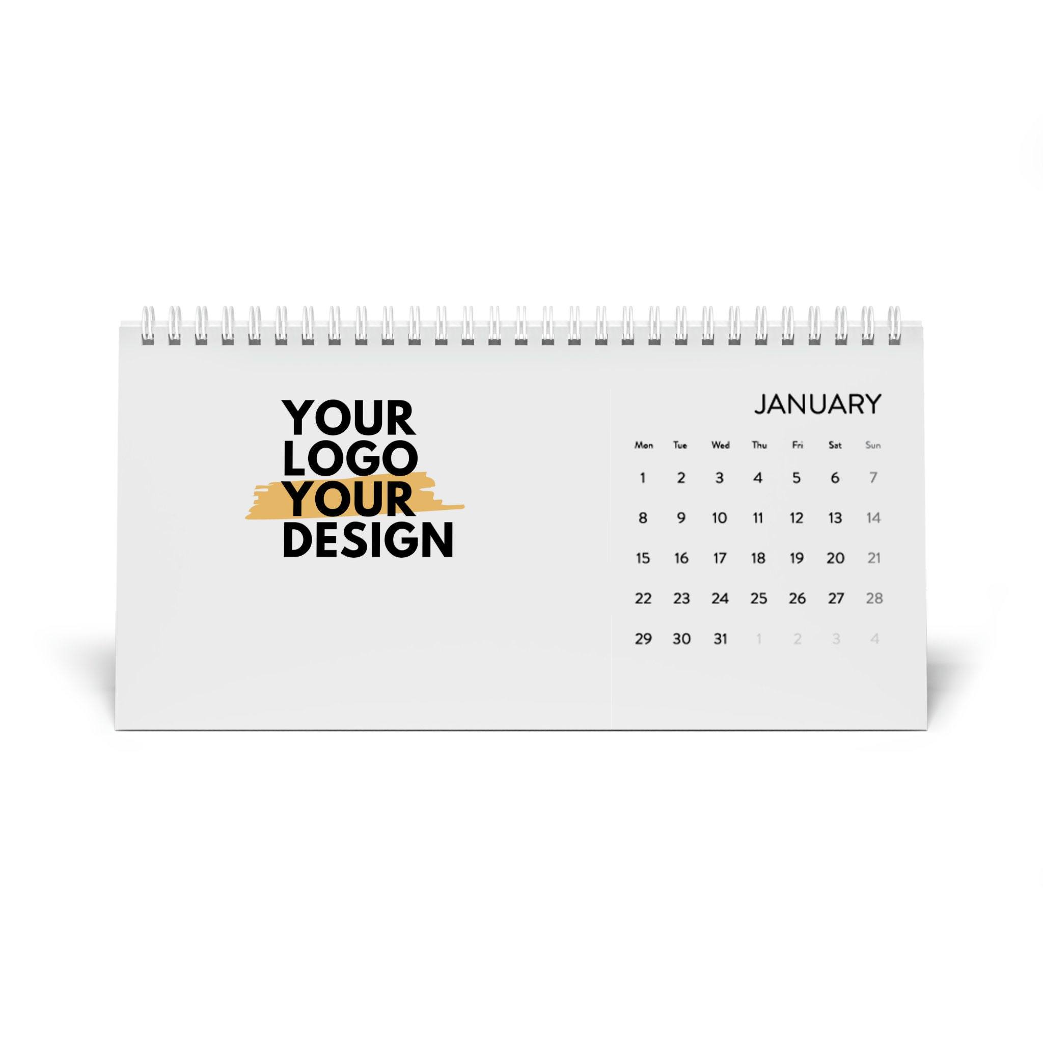 Your Logo Your Design, Desk Calendar 2024 Grid, DIY Calendar