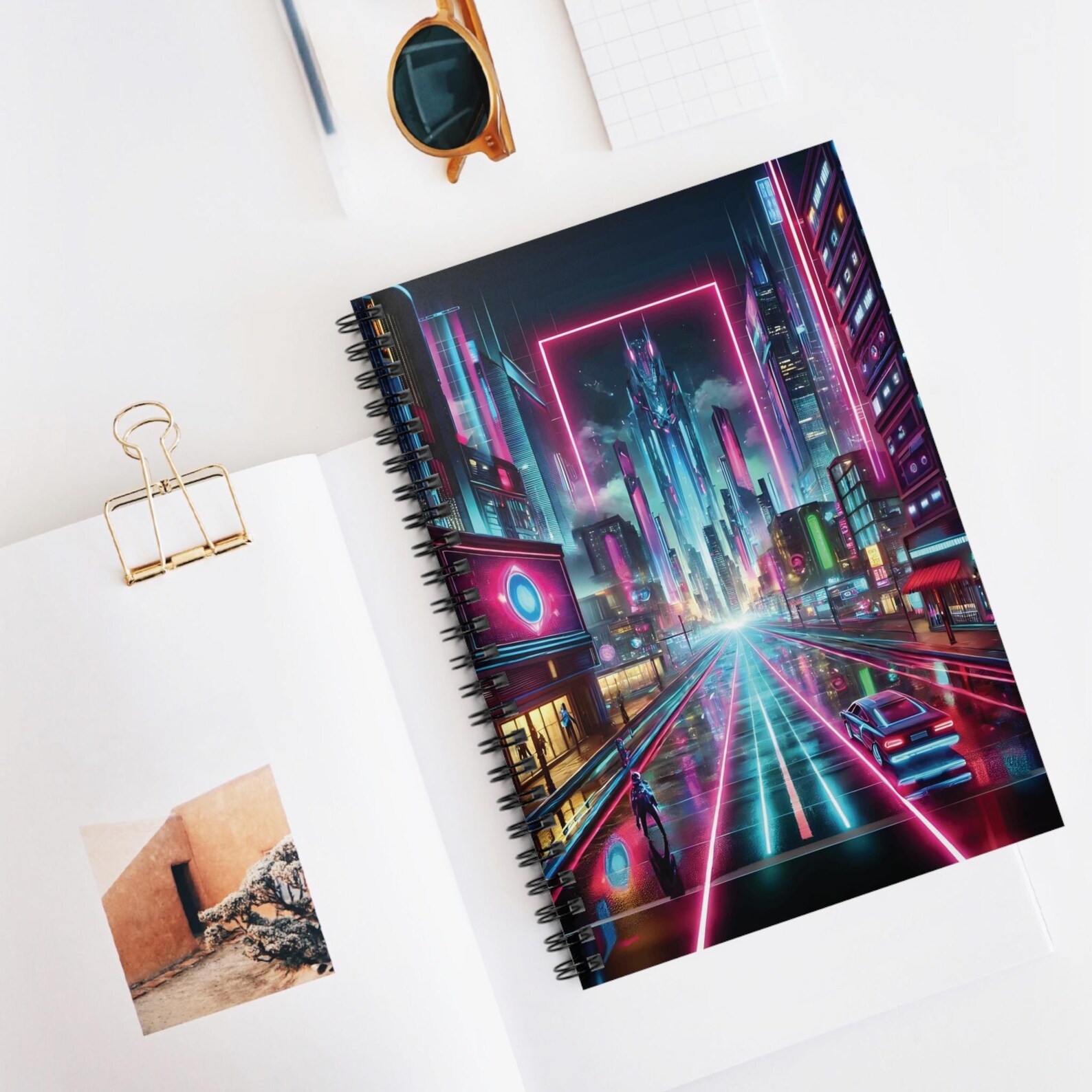 Cyberpunk City Spiral Notebook