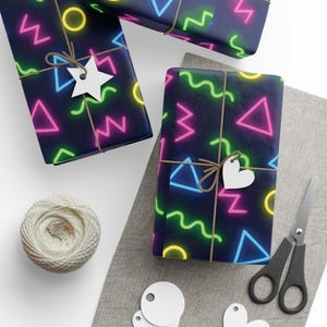 Vibrant Neon Wrapping Paper for Gifts, Festive Paper Roll, Holiday Decor, Unique Gift Wrap, Party Supplies, Birthday Gift Wrap image 1