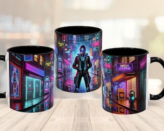 Cyberpunk Neon City Mug: Gamer Sci-Fi Coffee Cup