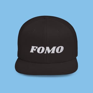 FOMO Embroidered Snapback Hat: Unisex Acrylic-Wool Flat Bill Cap