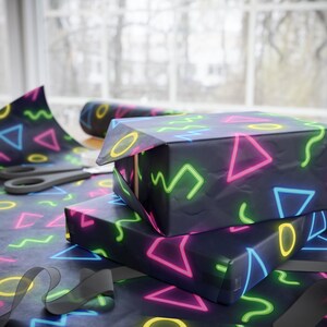 Vibrant Neon Wrapping Paper for Gifts, Festive Paper Roll, Holiday Decor, Unique Gift Wrap, Party Supplies, Birthday Gift Wrap image 10