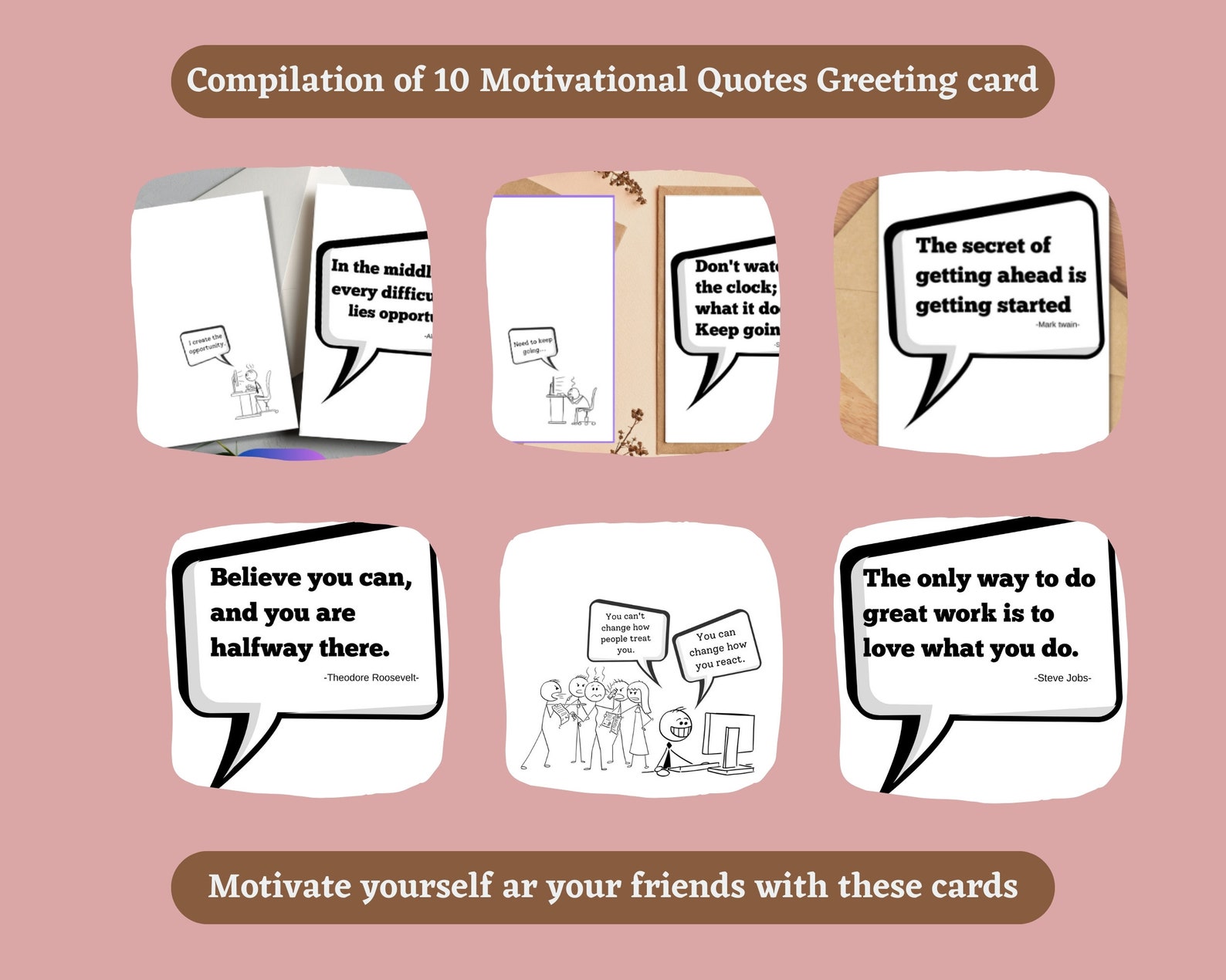 10 Printable Motivational Quotes Greeting Card Famous - Etsy