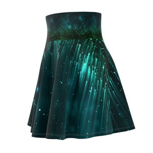 GREEN Shooting Stars Women's Skater Skirt AOP image 5