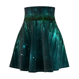 GREEN Shooting Stars Women's Skater Skirt AOP image 9